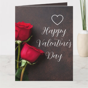 Hjärta Röd Ros Brun Glansig Vacker Valentine Kort