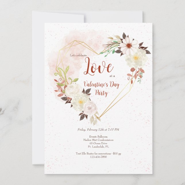 Hjärta Rustik Inbjudningar (Framsida)