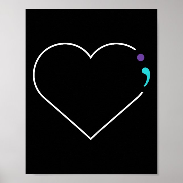 Hjärta Semikolon Mental Hälso Medvetenhet  Poster (Framsidan)