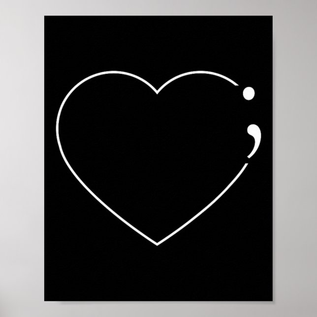 Hjärta Semikolon - Mental Hälsomedvetenhet  Poster (Framsidan)