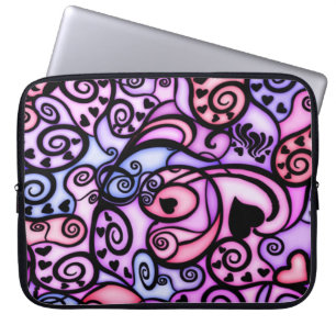 Hjärta slår att sjunga, målat glassstil laptop sleeve