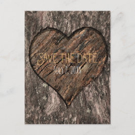 Hjärta Snidad Trädstam Rustik Save The Date Meddelande Vykort