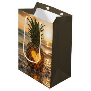 Hjärta Snidat I En Pineapple På En Strand