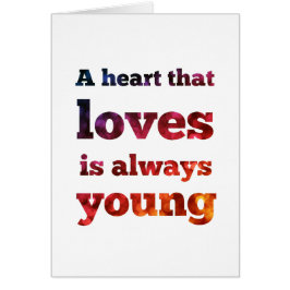 Hjärta, som älskar, är alltid unga färgrika Bokeh Hälsningskort