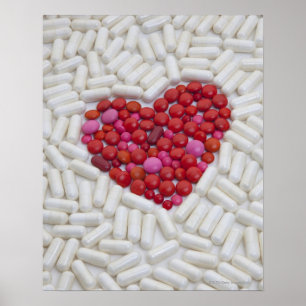 Hjärta som göras av röda pills poster
