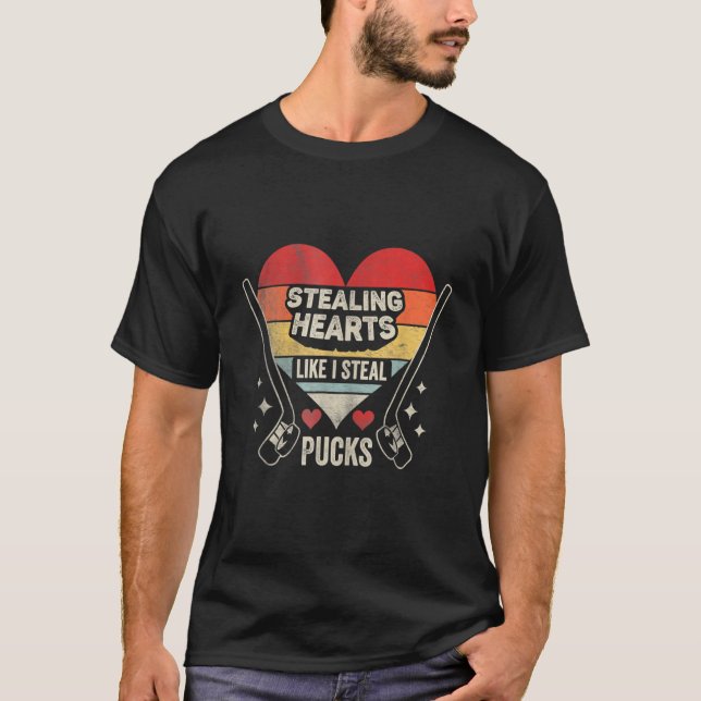 Hjärta som jag stek Plockar Valentines day L T Shirt (Framsida)