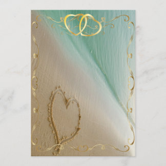 Hjärta som snidas i sanden Invitation4 Inbjudningar