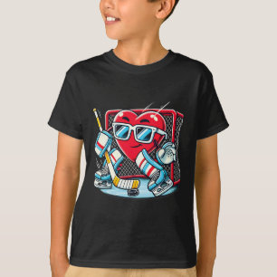 Hjärta som spelar hockeymålvakt Alla hjärtans dag T Shirt