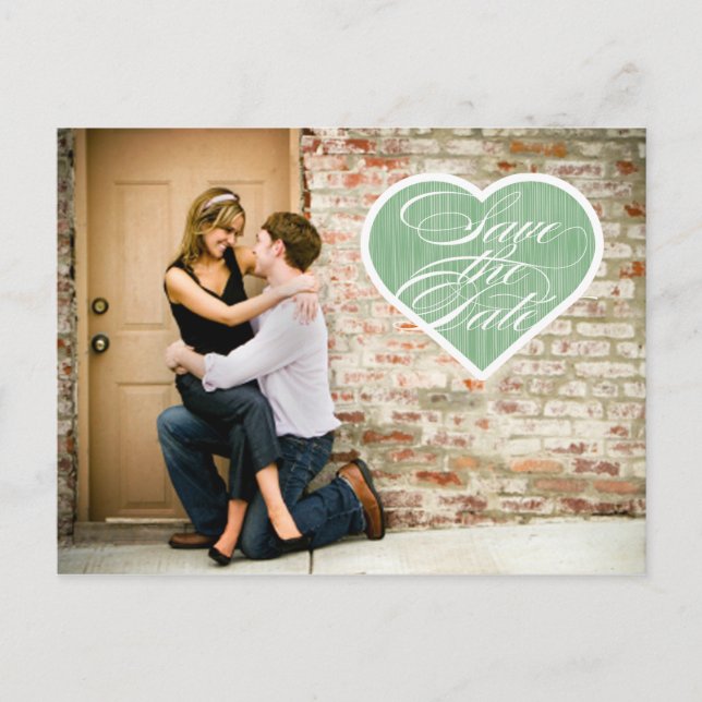 Hjärta | Spara datum-vykort i fotot Meddelande Vykort (Framsida)