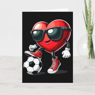 Hjärta spelar fotboll Alla hjärtans dag Kort