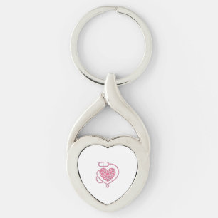 Hjärta Stetoskop Medicinsk Kärlek Vektor Tröja Des Twisted Heart Silverfärgad Nyckelring