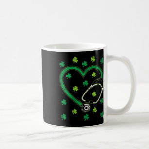 Hjärta Stetoskop St Patricks Day Sjuksköterska Omv Kaffemugg