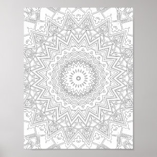 Hjärta Stjärnknall Mandala Färgläggningsmönster Poster