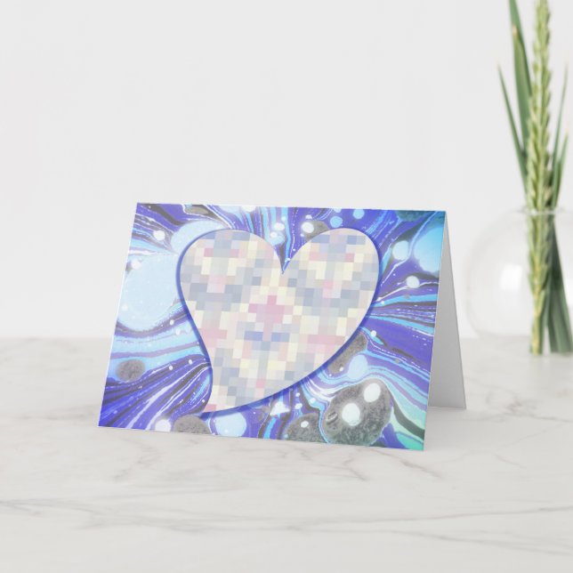 Hjärta Stollig i Blue Valentine Card Kort (Framsida)