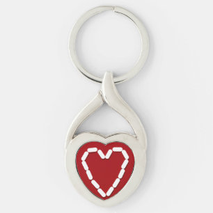 Hjärta. Stoppa depressionen. Nyckelkedjan metall Twisted Heart Silverfärgad Nyckelring