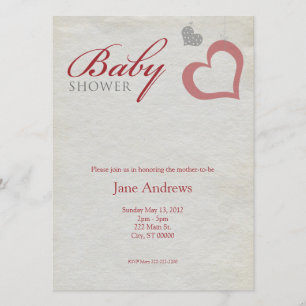 Hjärta stränger den svart baby shower - som är röd inbjudningar