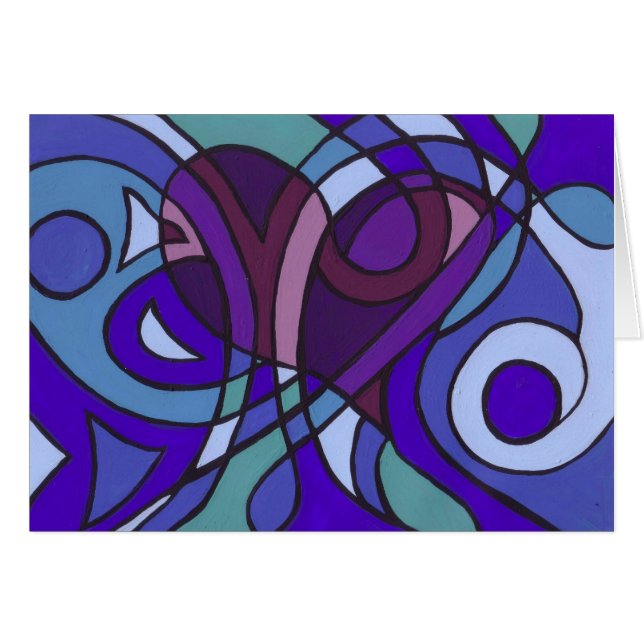 Hjärta stränger hälsningskort (Framsidan Horizontal)