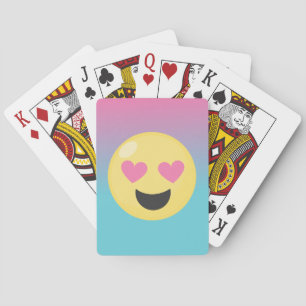 Hjärta synar Emoji som leker kort Kortlek