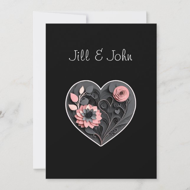 Hjärta Tacksamhetskort Quilling Bröllop   Tack Kort (Framsida)