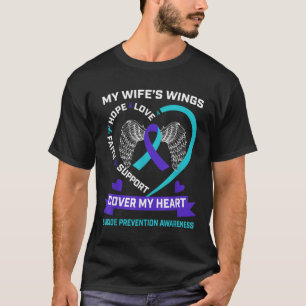 Hjärta Teal Lila Saknar Min Hustru Medvetenhet Om T Shirt