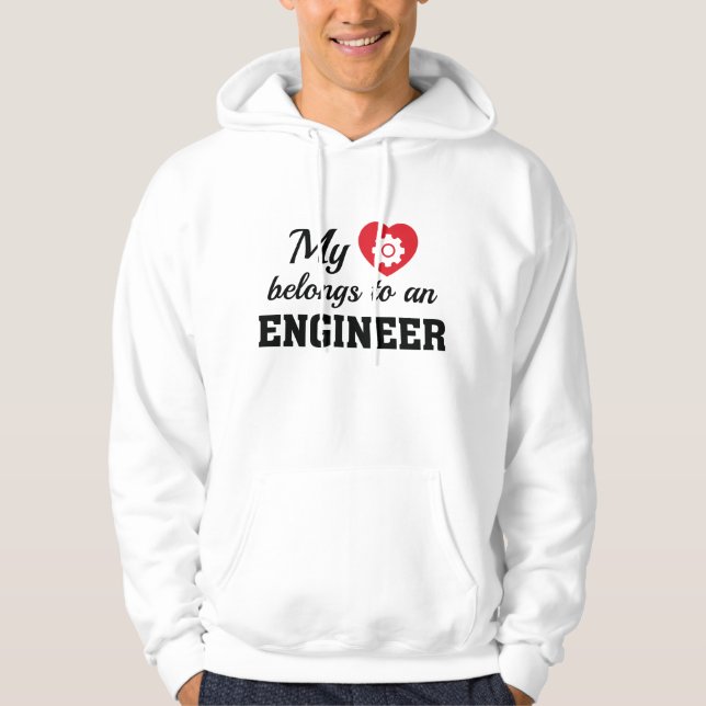 Hjärta Tillhör Ingenjör Hoodie (Framsida)