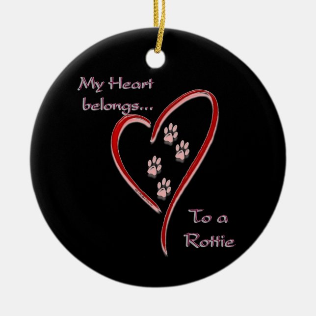 Hjärta Tillhör till Rottie Ornament (Framsidan)