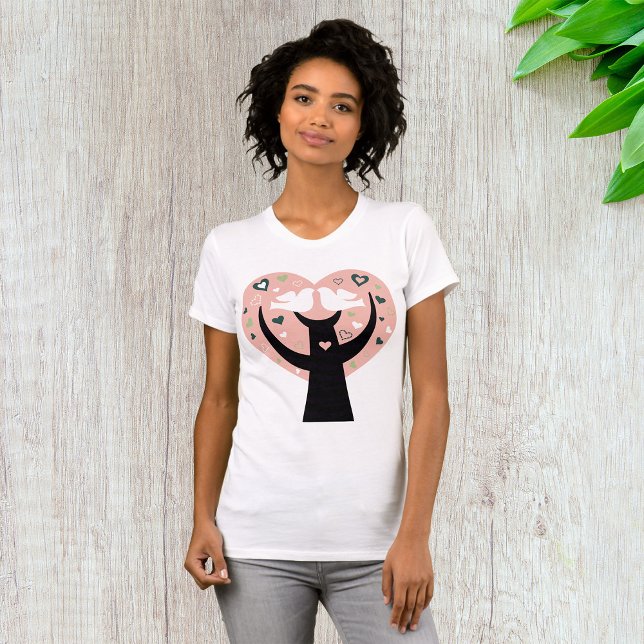 Hjärta Träd med två fåglar T Shirt (Skapare uppladdad)