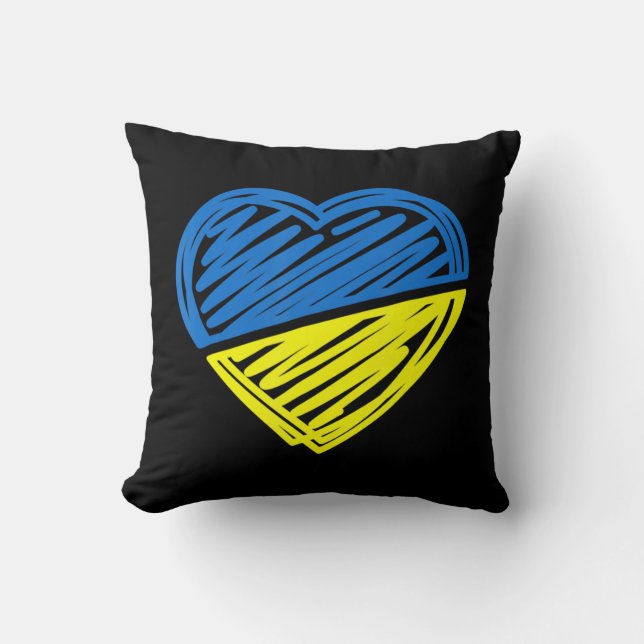 Hjärta Ukraina - jag står på Ukrainas Flagga Kudde (Framsida)