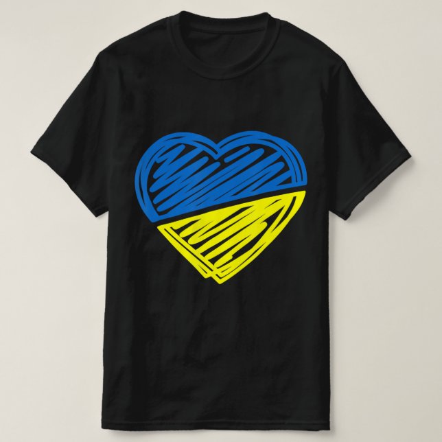Hjärta Ukraina - jag står på Ukrainas Flagga T Shirt (Design framsida)