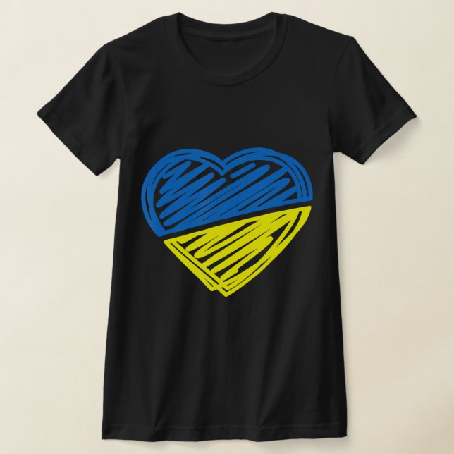 Hjärta Ukraina - jag står på Ukrainas Flagga T Shirt (Laydown)