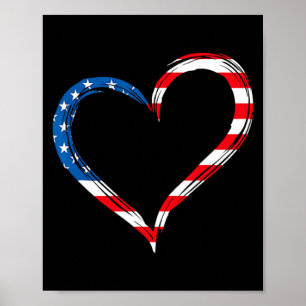 Hjärta usa flagga minnesdag patriotisk amerikansk poster