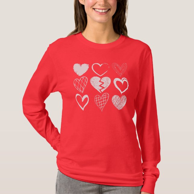 Hjärta Valentines day/9 Vita hörn Cute/lossna T Shirt (Framsida)