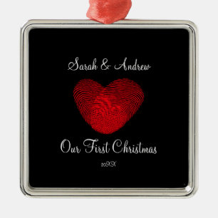 Hjärta vår första julprydnad julgransprydnad metall