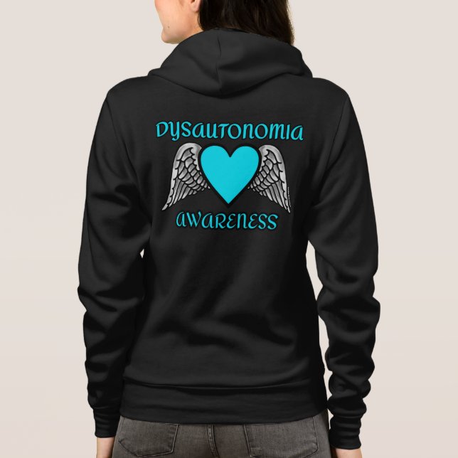 Hjärta/Vingar... Dysautonomia Hoodie T Shirt (Baksida)