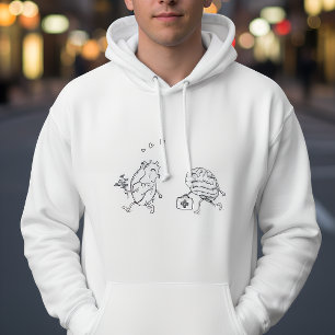 Hjärta vs sinne – Rollig emotionell linjekonst hoo Hoodie