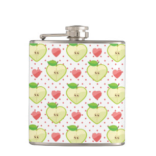 Hjärtaäpplen med rosa polka dots och hjärtor fickplunta