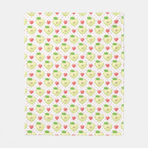 Hjärtaäpplen med rosa polka dots och hjärtor fleecefilt