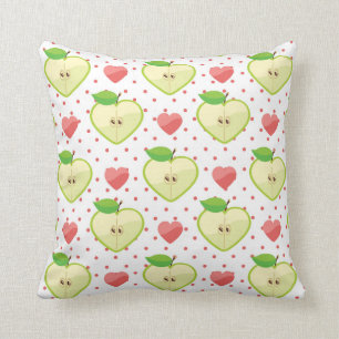 Hjärtaäpplen med rosa polka dots och hjärtor kudde