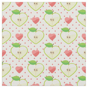 Hjärtaäpplen med rosa polka dots och hjärtor tyg