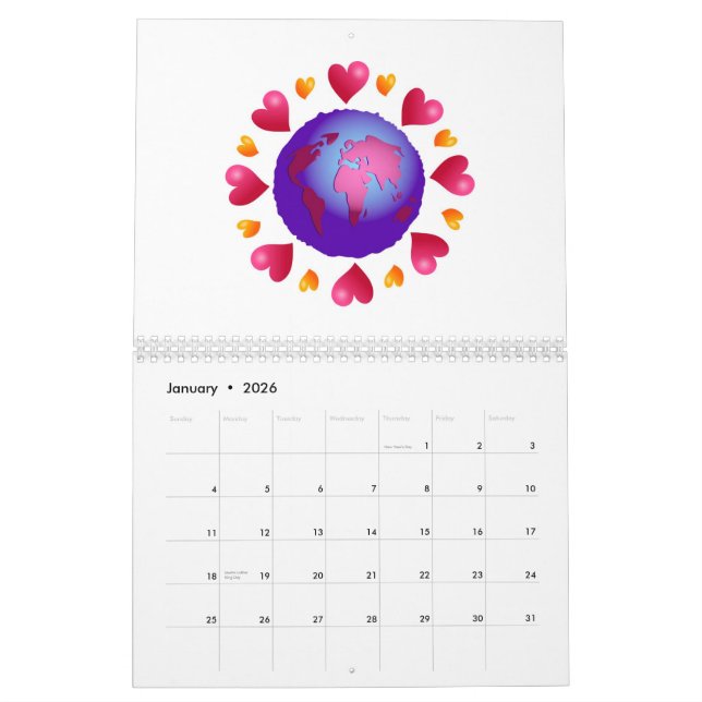 Hjärtabakgrund Kalender (Jan 2026)