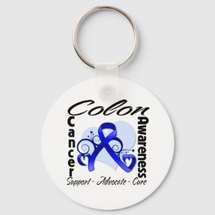 Hjärtaband - koloncancermedvetenhet nyckelring