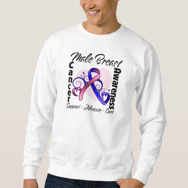 Hjärtaband - Male bröstcancermedvetenhet Sweatshirt (Framsida)