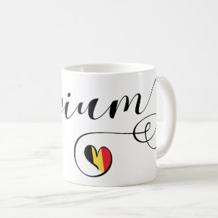 HjärtaBelgien mugg, belgisk flagga Kaffemugg