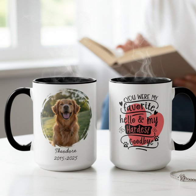 Hjärtade Pets Minnesfoto Mugg (Pet memorial coffee mug)