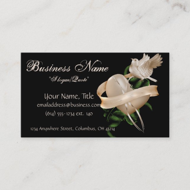 Hjärtadesign med duvavisitkortar visitkort (Framsida)