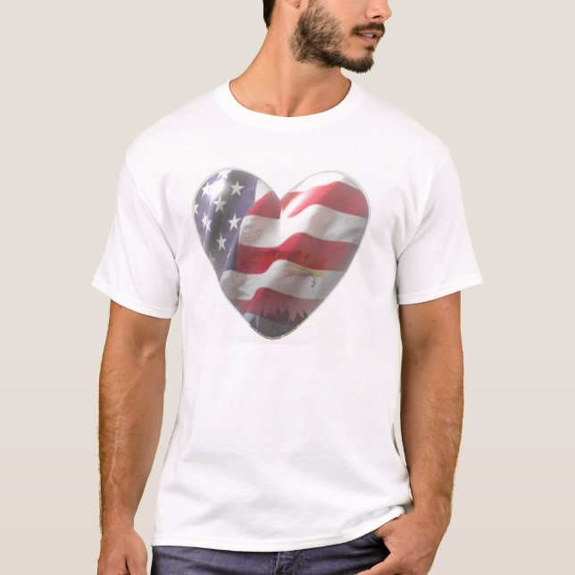 Hjärtaflagga för amerikan 3D Tee (Framsida)
