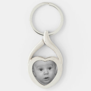 Hjärtafoto Keychain Twisted Heart Silverfärgad Nyckelring