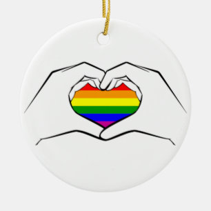 Hjärtahänderkärlek LBGTQ+ PRIDEprydnad Julgransprydnad Keramik