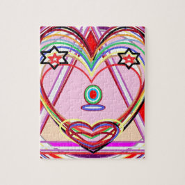 Hjärtainsida en triangel - kärlek, kyss, stjärnor pussel