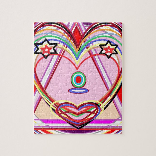 Hjärtainsida en triangel - kärlek, kyss, stjärnor pussel (Vertikal)